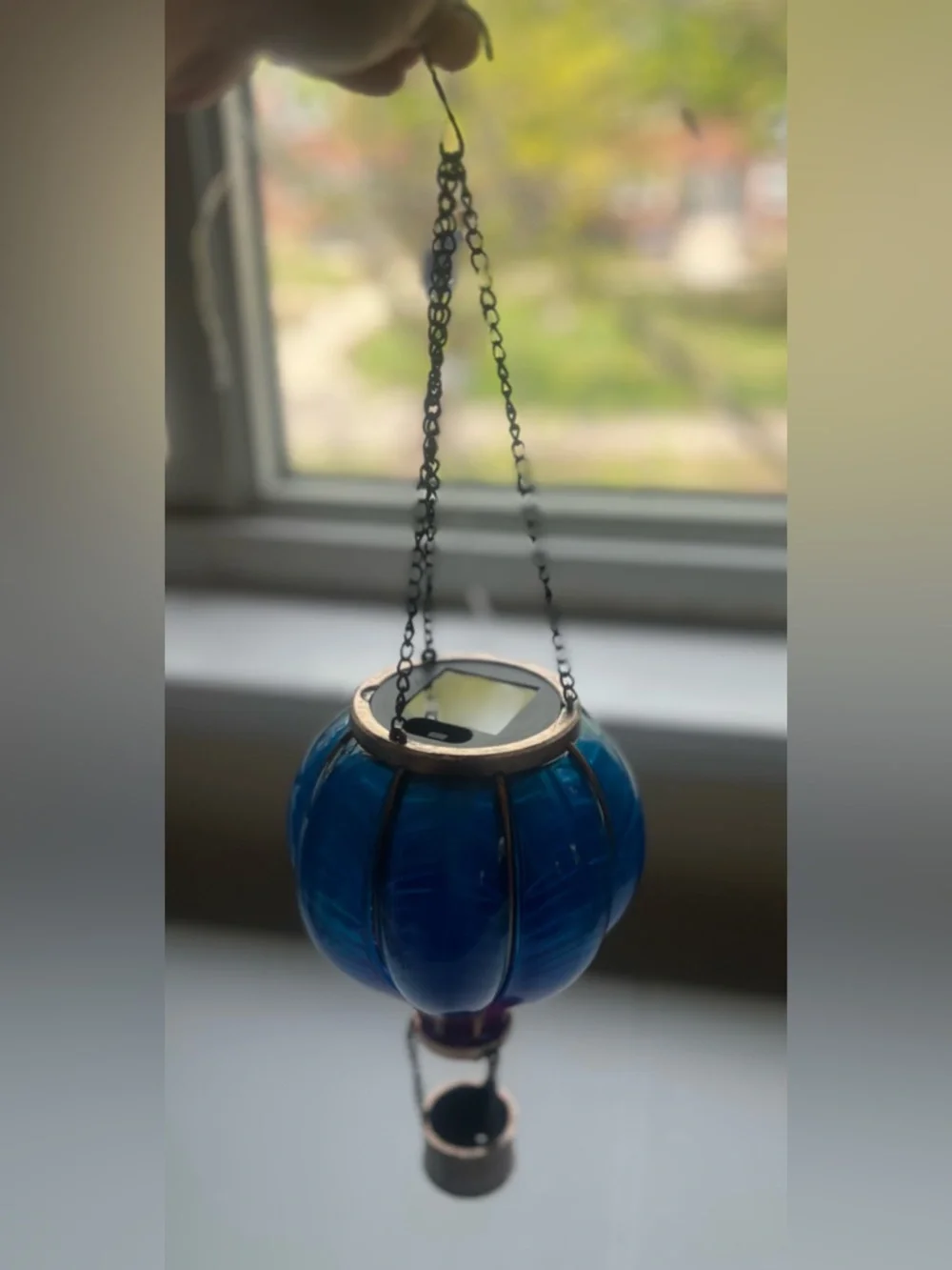 Hanging Hot Air Balloon plastic Lantern - Blue & Pink